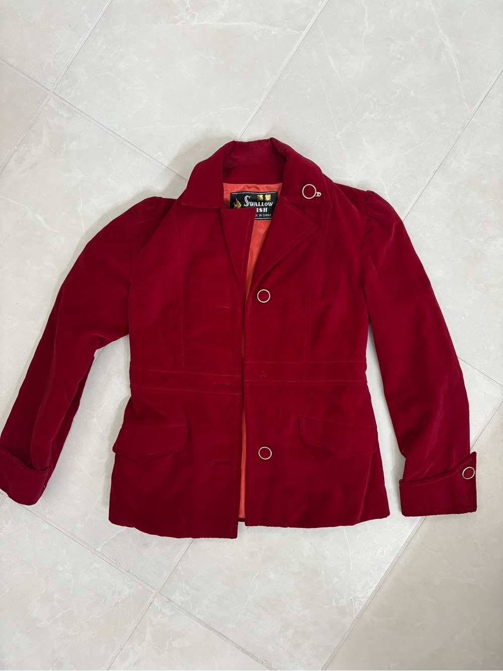 Vintage Red Velvet Blazer Jacket